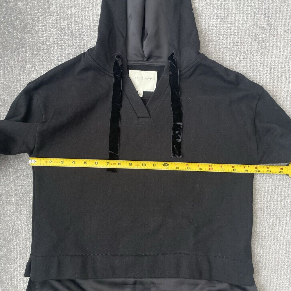 Grey State Hoodie Womens 1 (Size Small) Black Studded Sleeves Hooded Sweatshirt - Picture 8 of 10